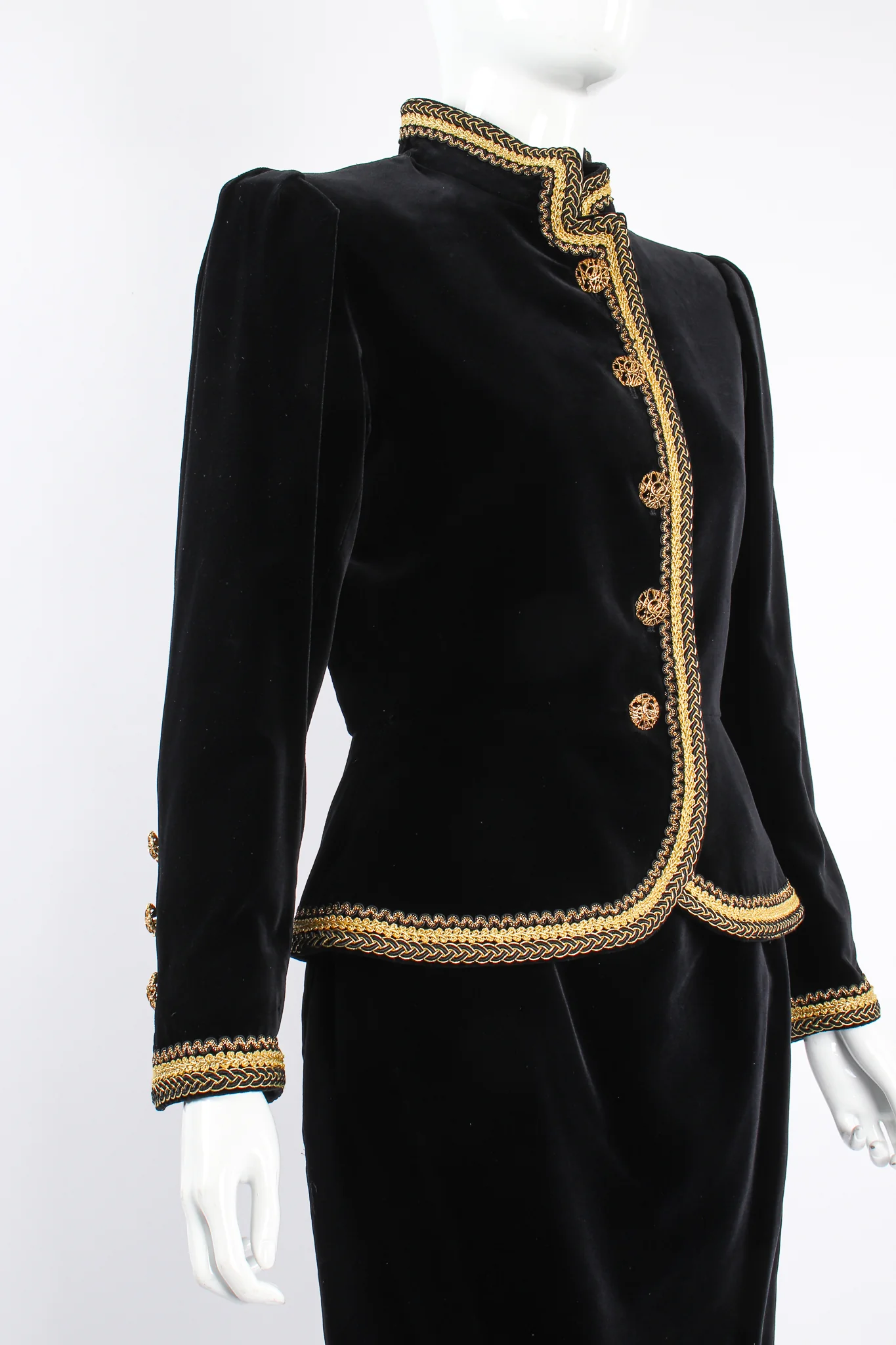 Braid Trim Velvet Jacket & Skirt Set - Image 3
