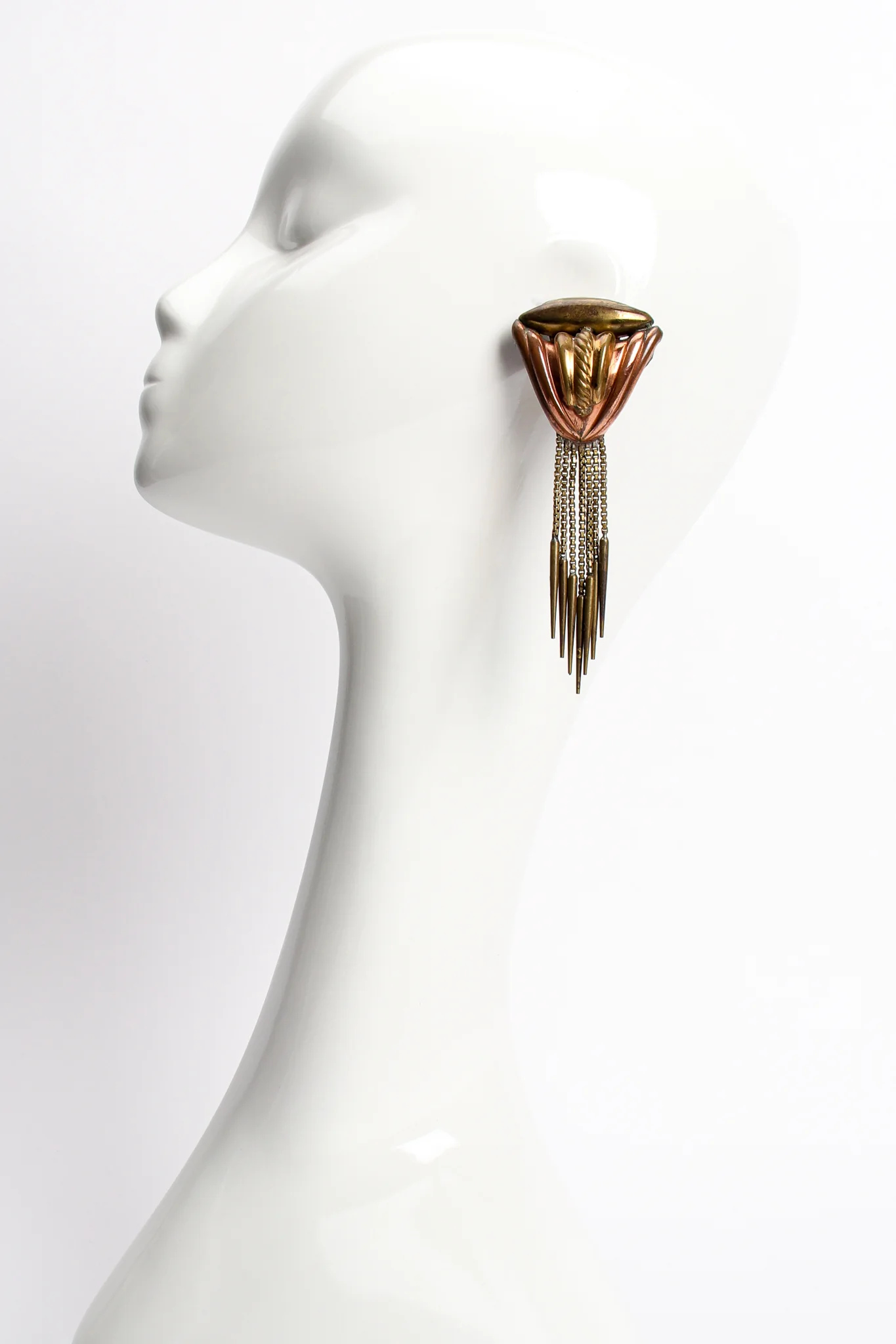 Brass Dagger Fringe Earrings - Image 10