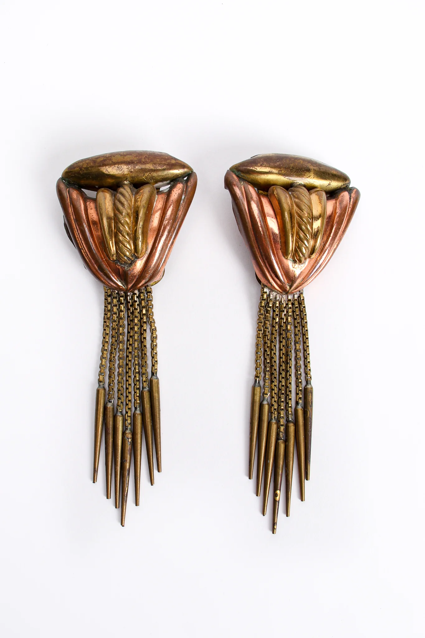 Brass Dagger Fringe Earrings - Image 3