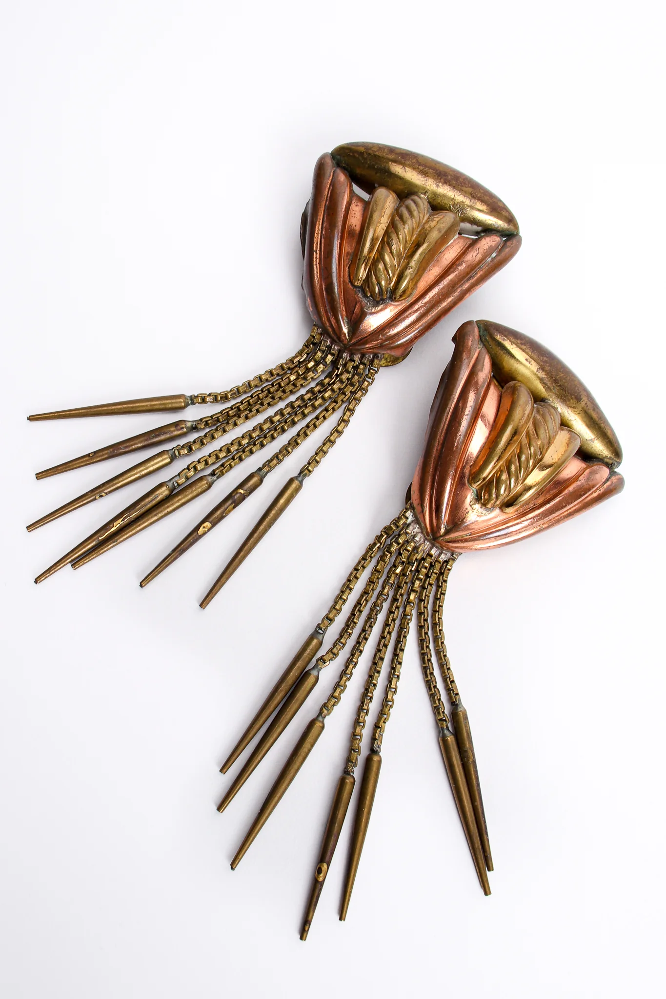 Brass Dagger Fringe Earrings - Image 4