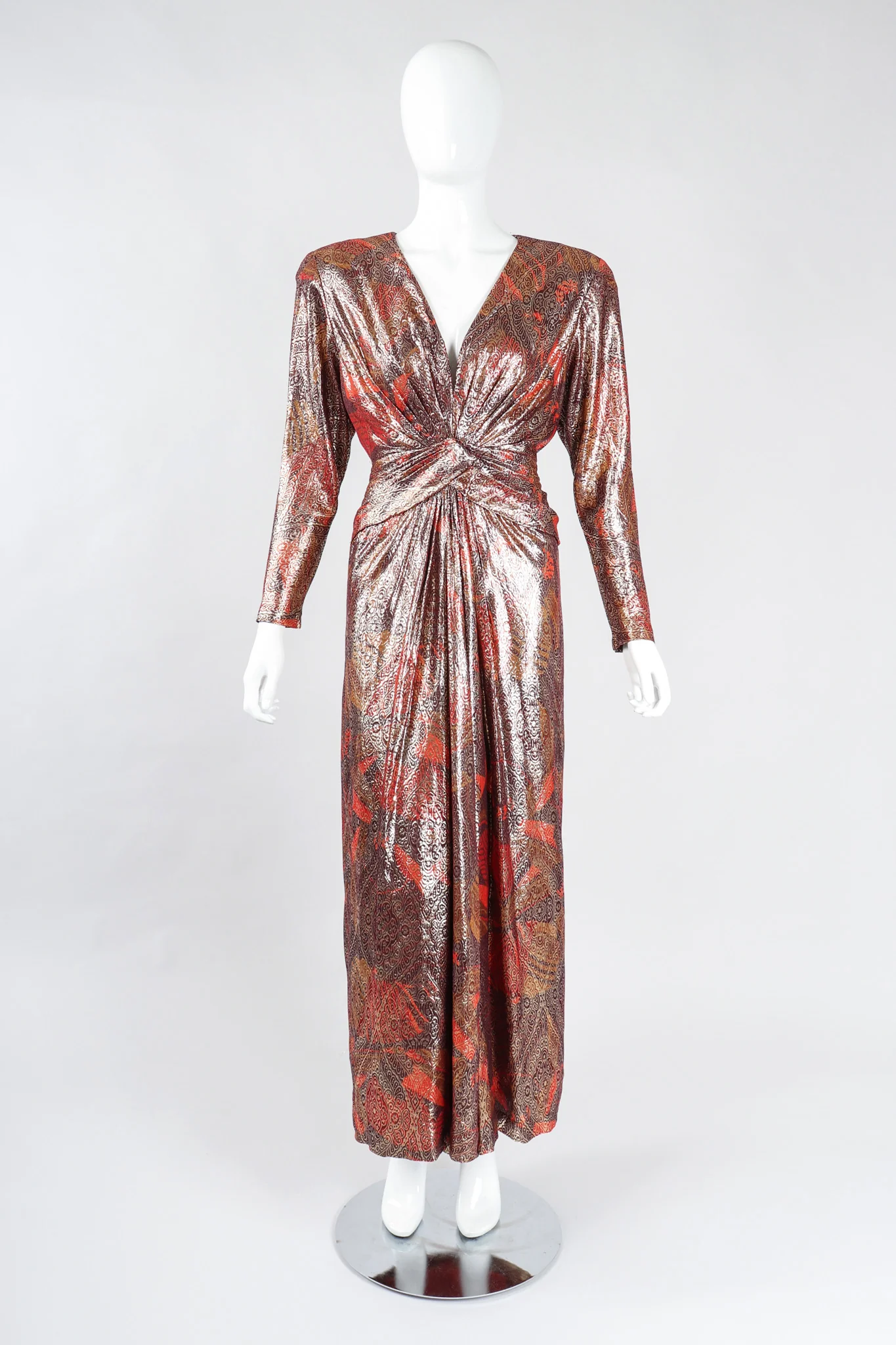 Brocade Lamé Waist Wrap Dress - Image 2