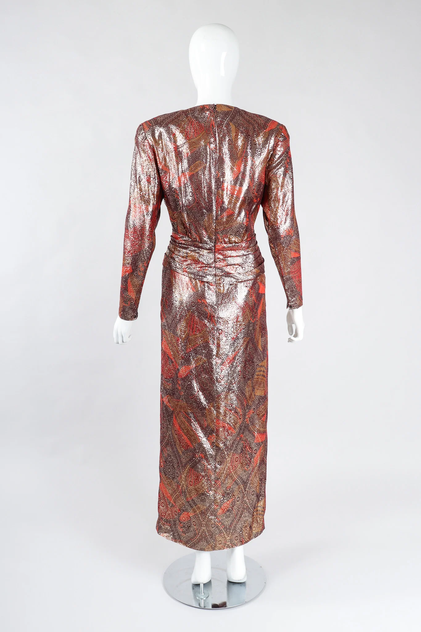 Brocade Lamé Waist Wrap Dress - Image 6
