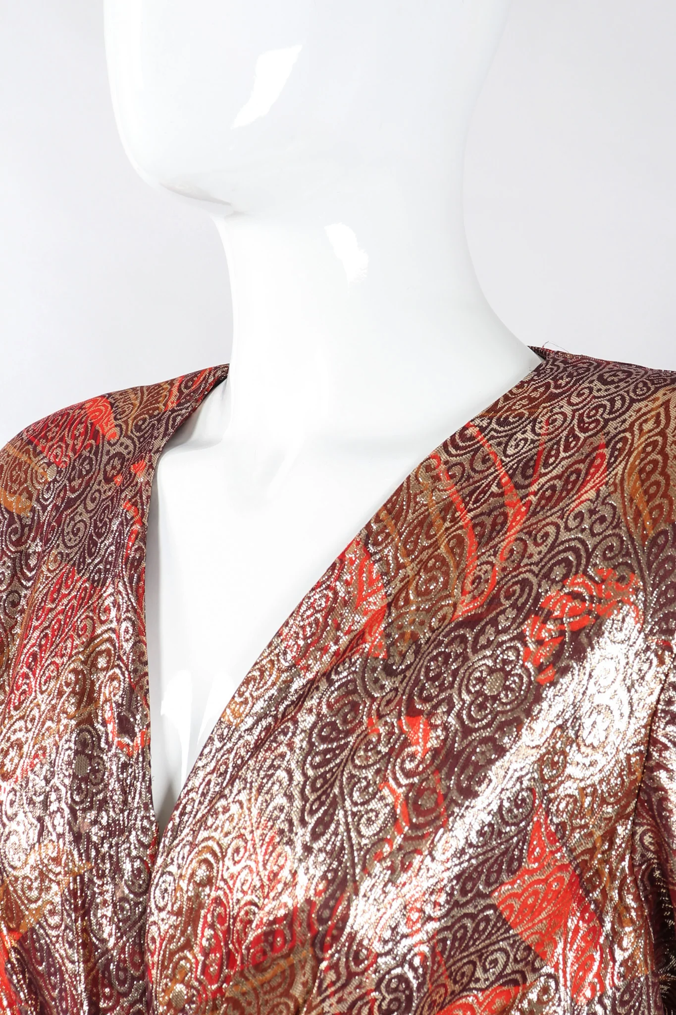 Brocade Lamé Waist Wrap Dress - Image 7