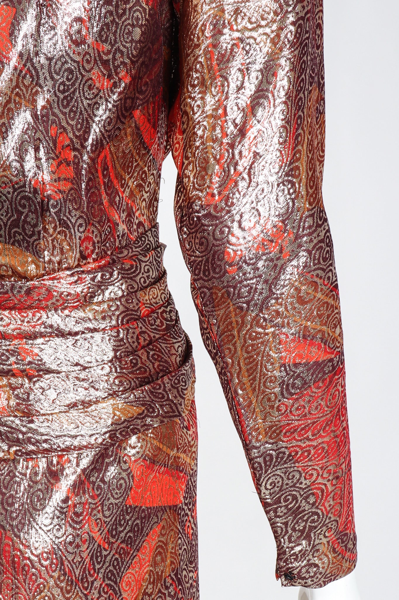 Brocade Lamé Waist Wrap Dress - Image 9