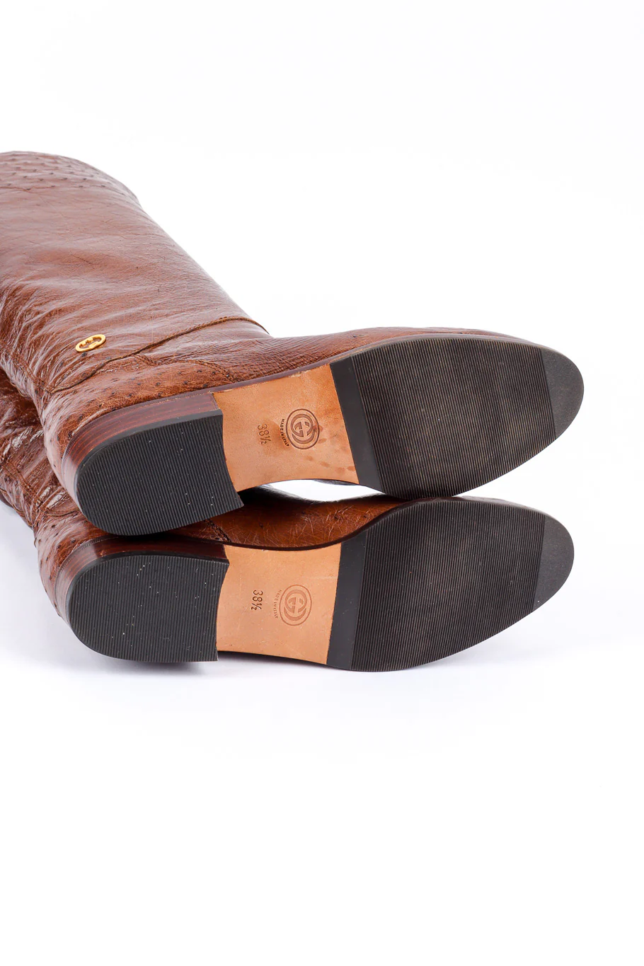 Brown Ostrich Leather Riding Boots - Image 10