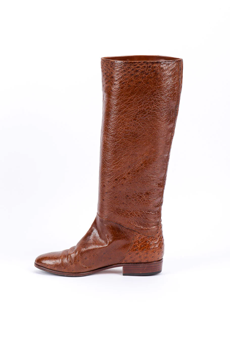 Brown Ostrich Leather Riding Boots - Image 3
