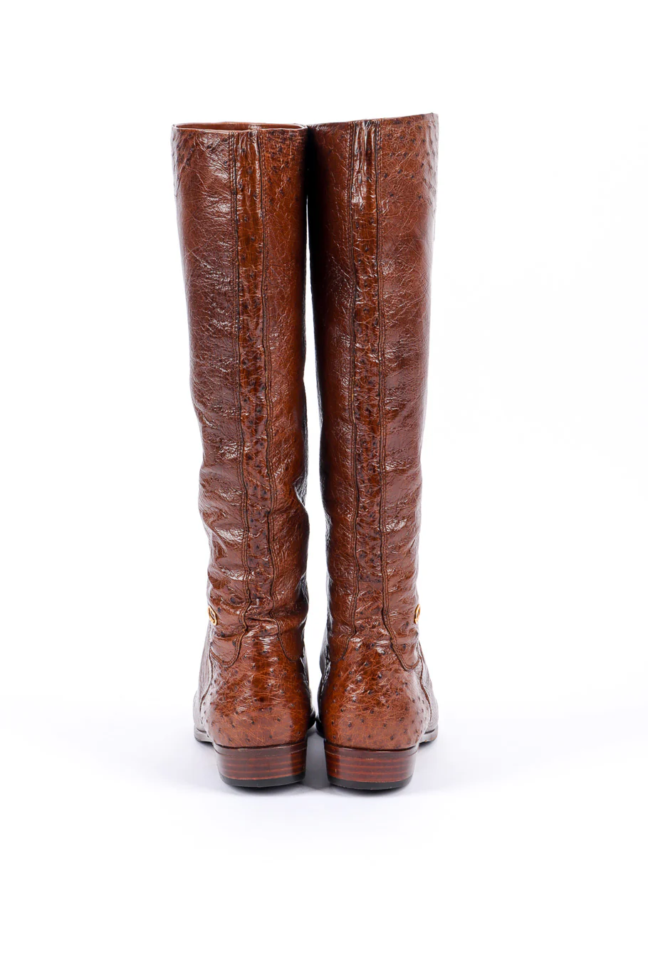 Brown Ostrich Leather Riding Boots - Image 4