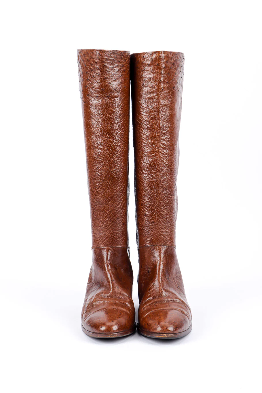 Brown Ostrich Leather Riding Boots - Image 7