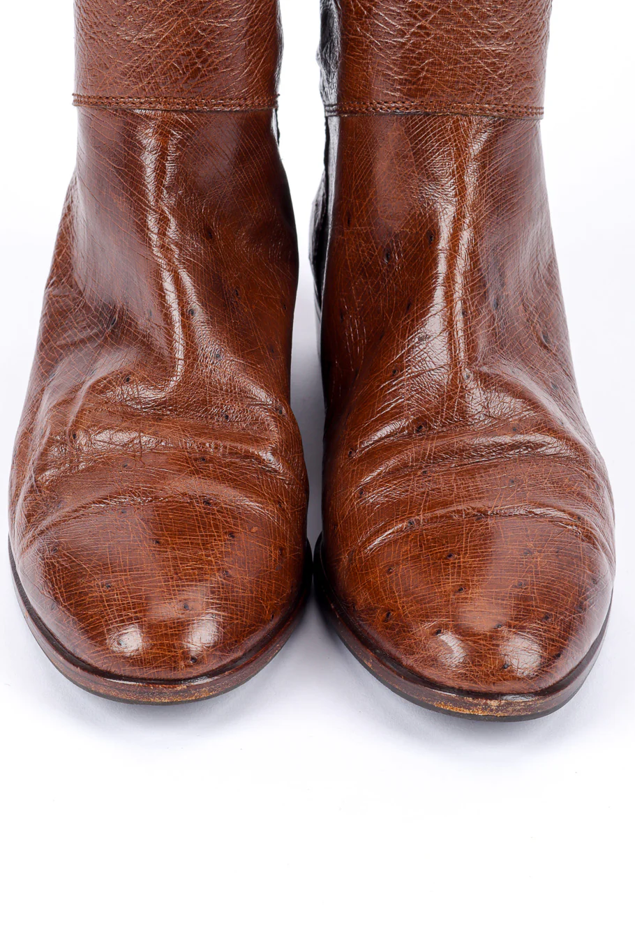 Brown Ostrich Leather Riding Boots - Image 8