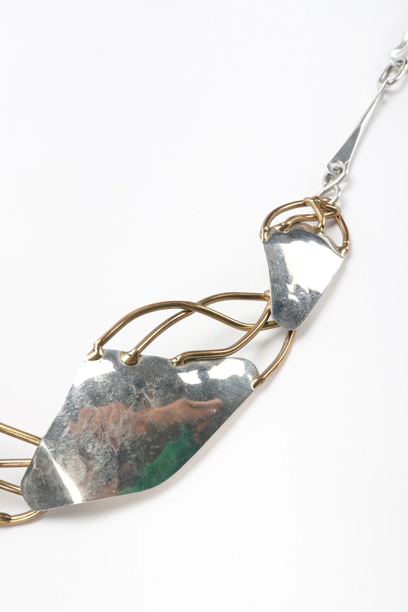 Brutalist Mixed Metal Flower Chain Belt - Image 9