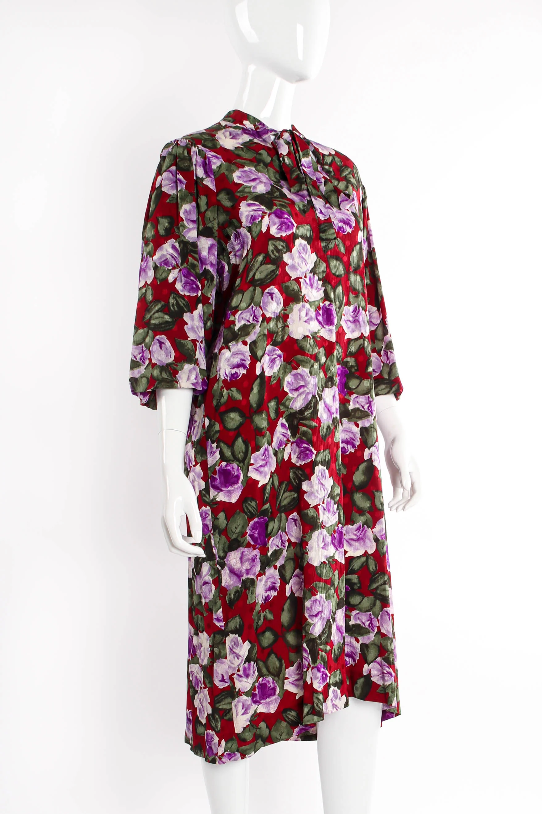 Floral Bubble Sleeve Shift Dress - Image 2