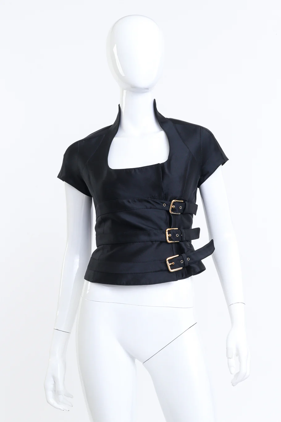 Buckle Corset Silk Top