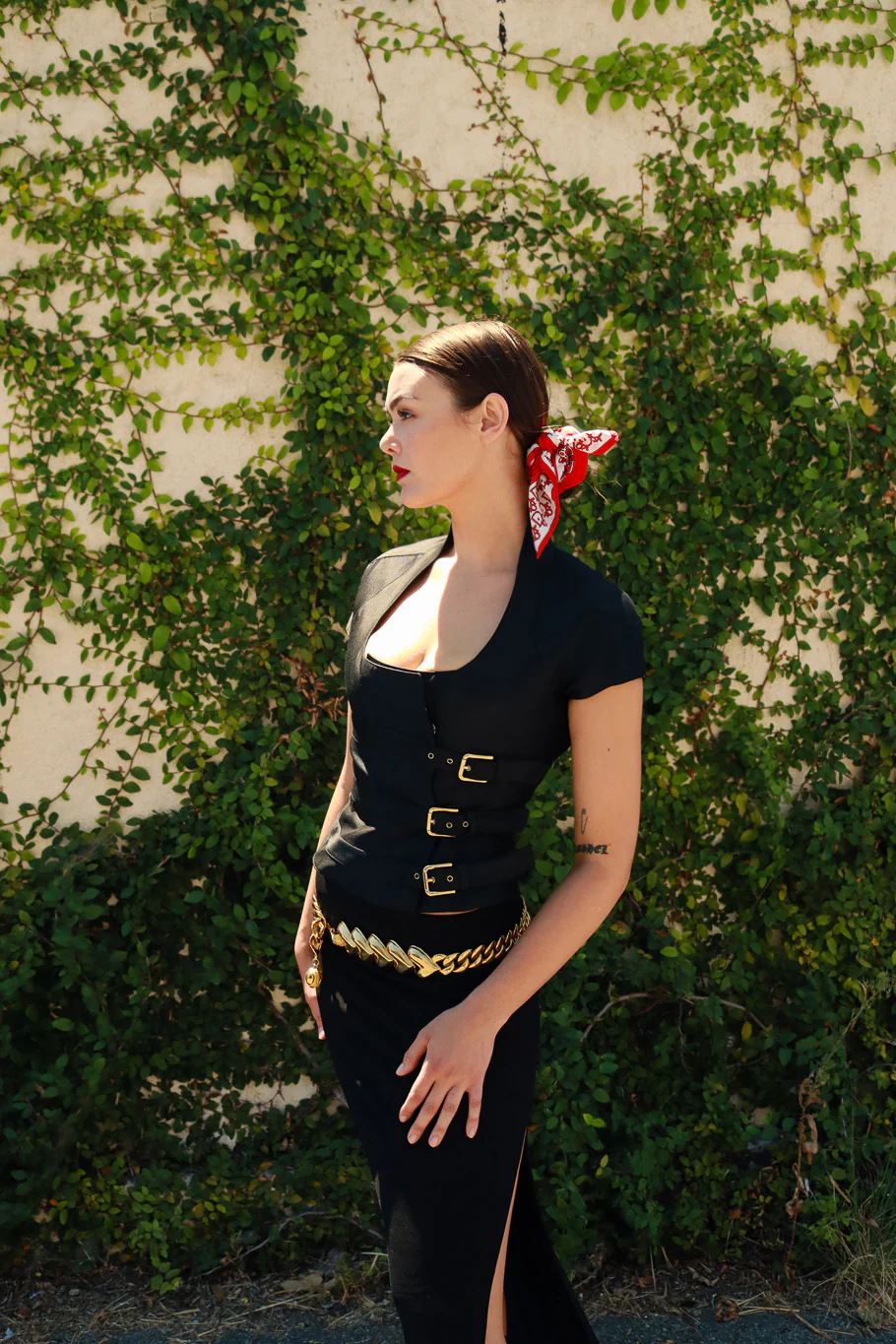 Buckle Corset Silk Top - Image 2