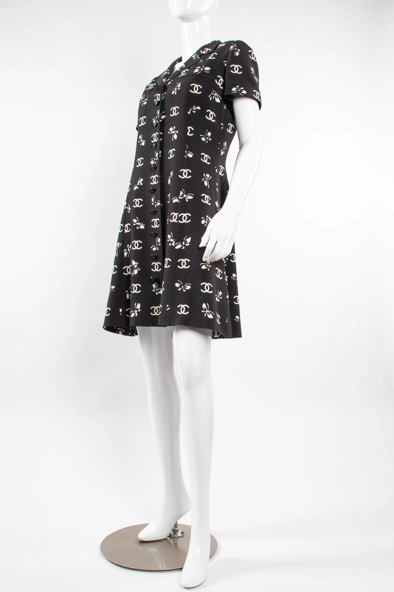 1997 Butterfly CC Logo Print Dress - Image 3