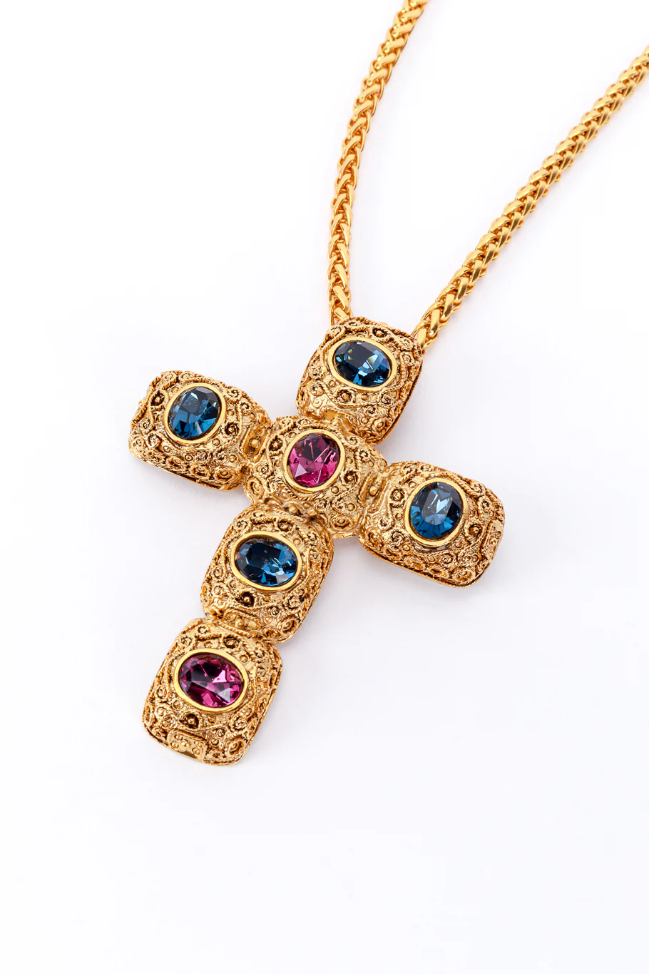 Byzantine Crystal Cross Pendant Necklace - Image 4