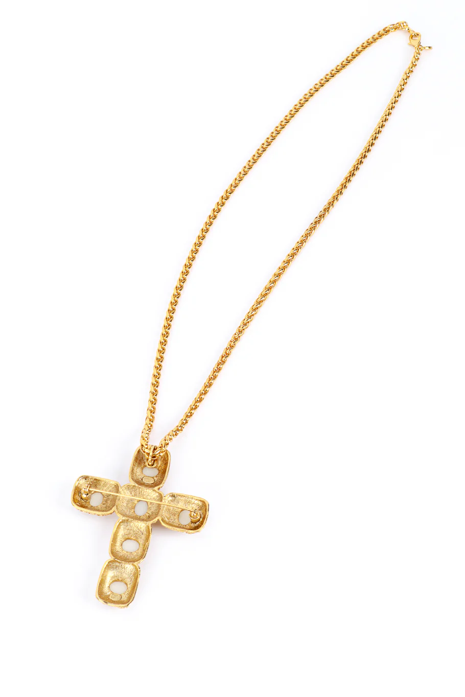 Byzantine Pearl Cross Detachable Brooch Pendant Necklace - Image 4