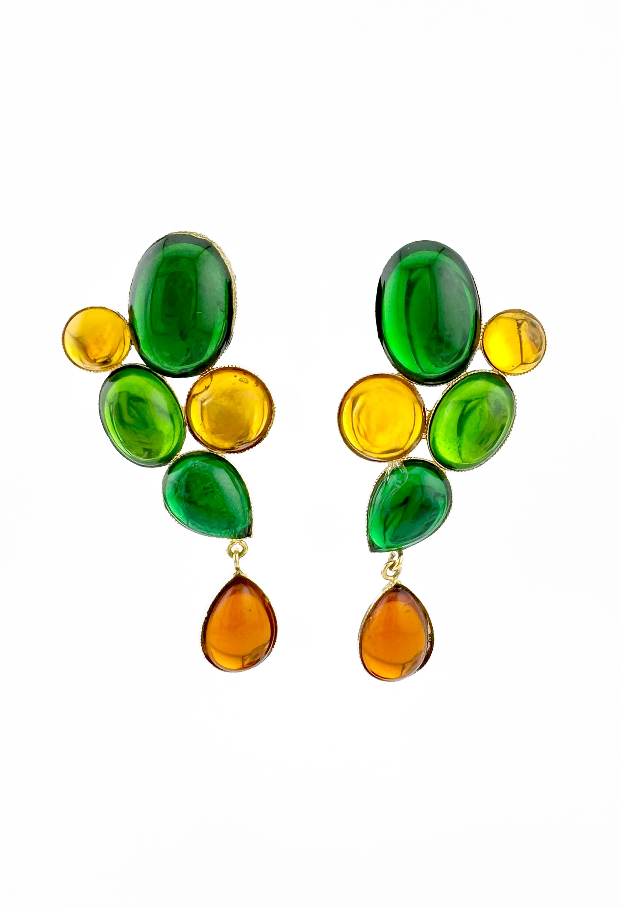 Cabochon Cluster Drop Earrings