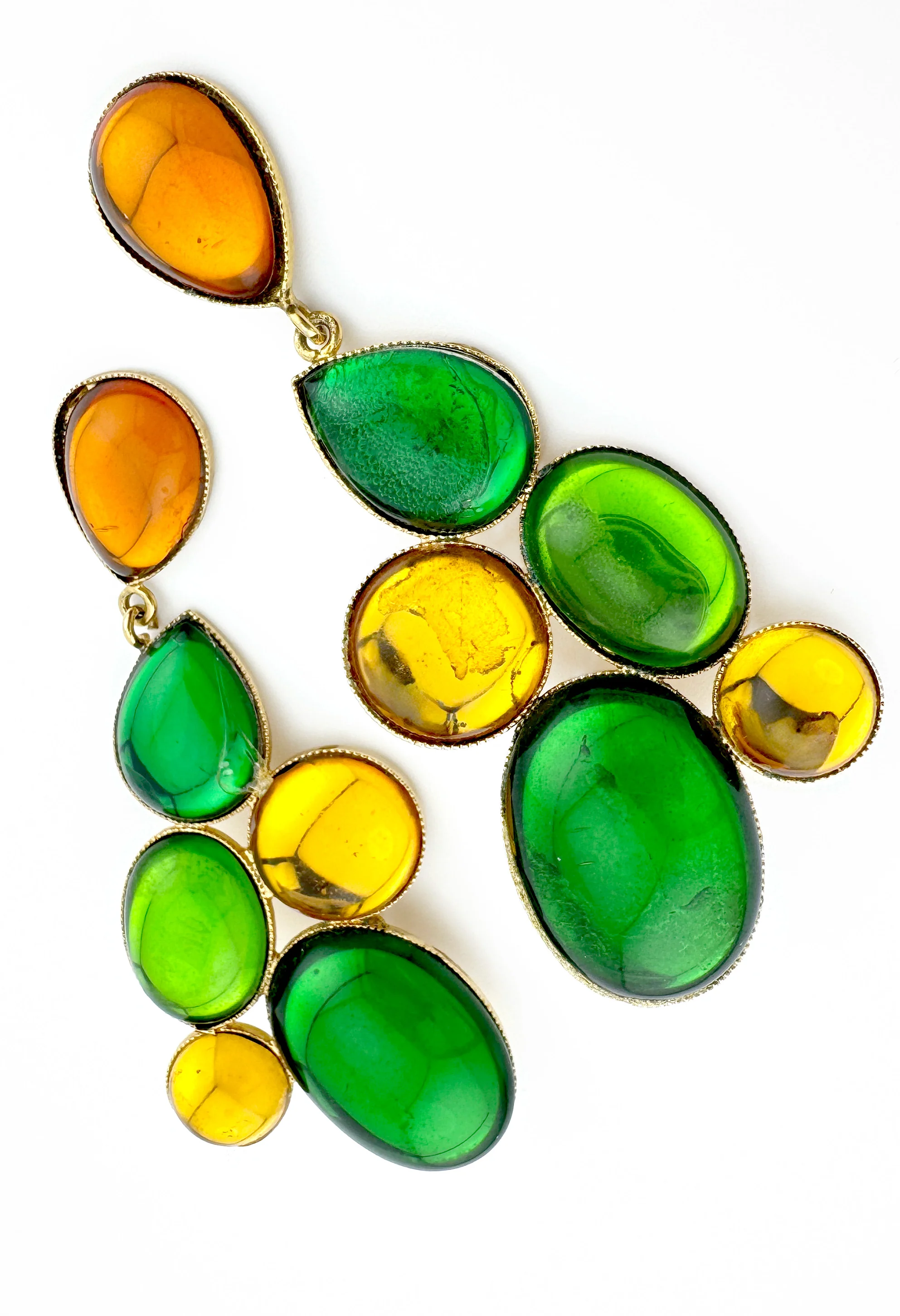 Cabochon Cluster Drop Earrings - Image 3
