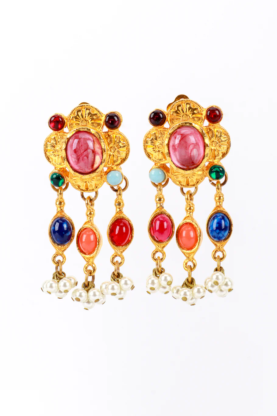 Cabochon Cross Drop Earrings