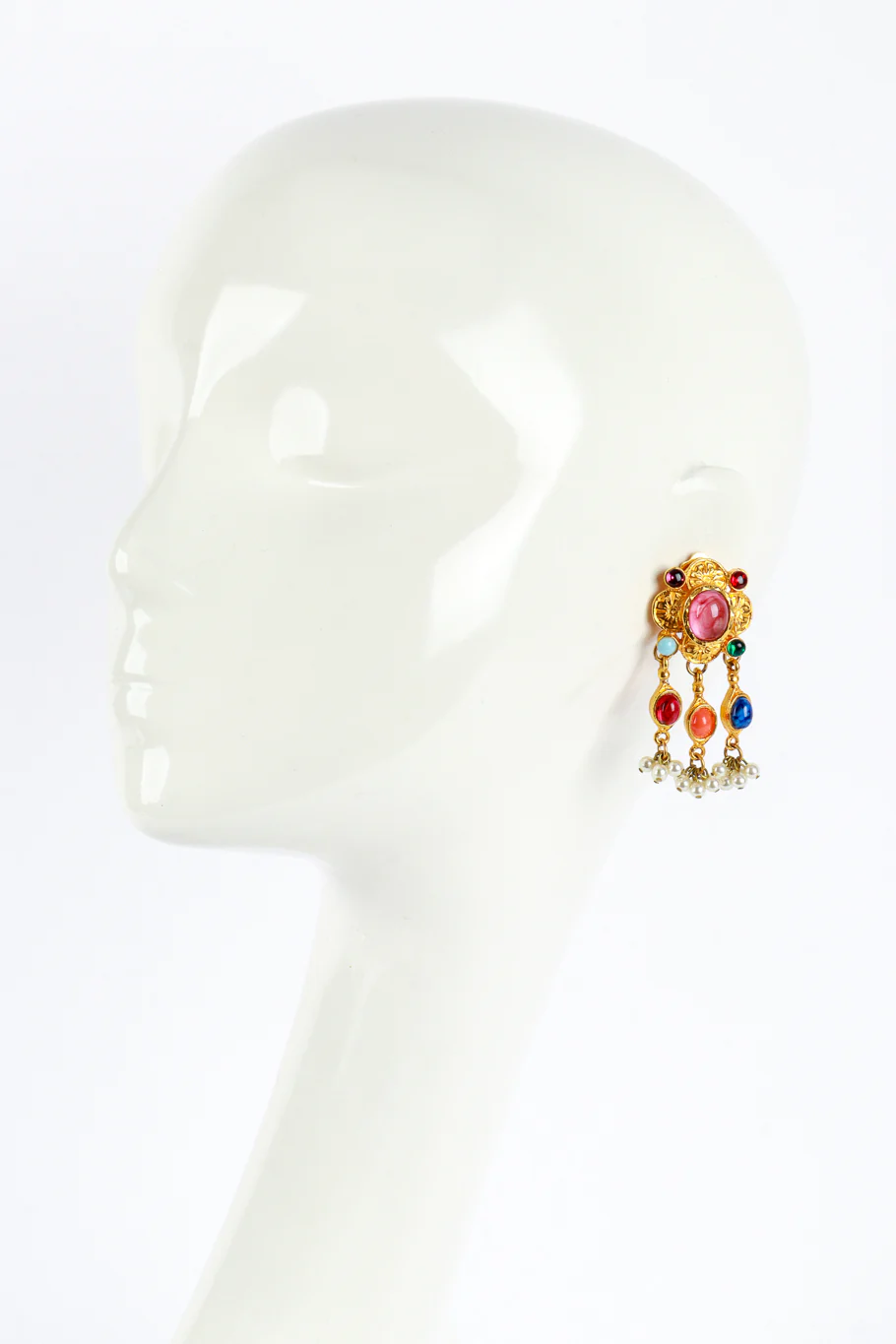 Cabochon Cross Drop Earrings - Image 3