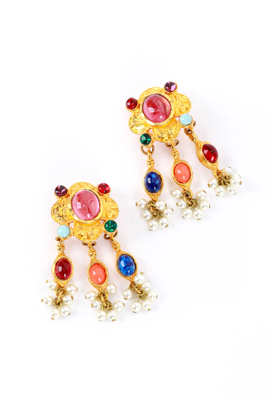 Cabochon Cross Drop Earrings - Image 4