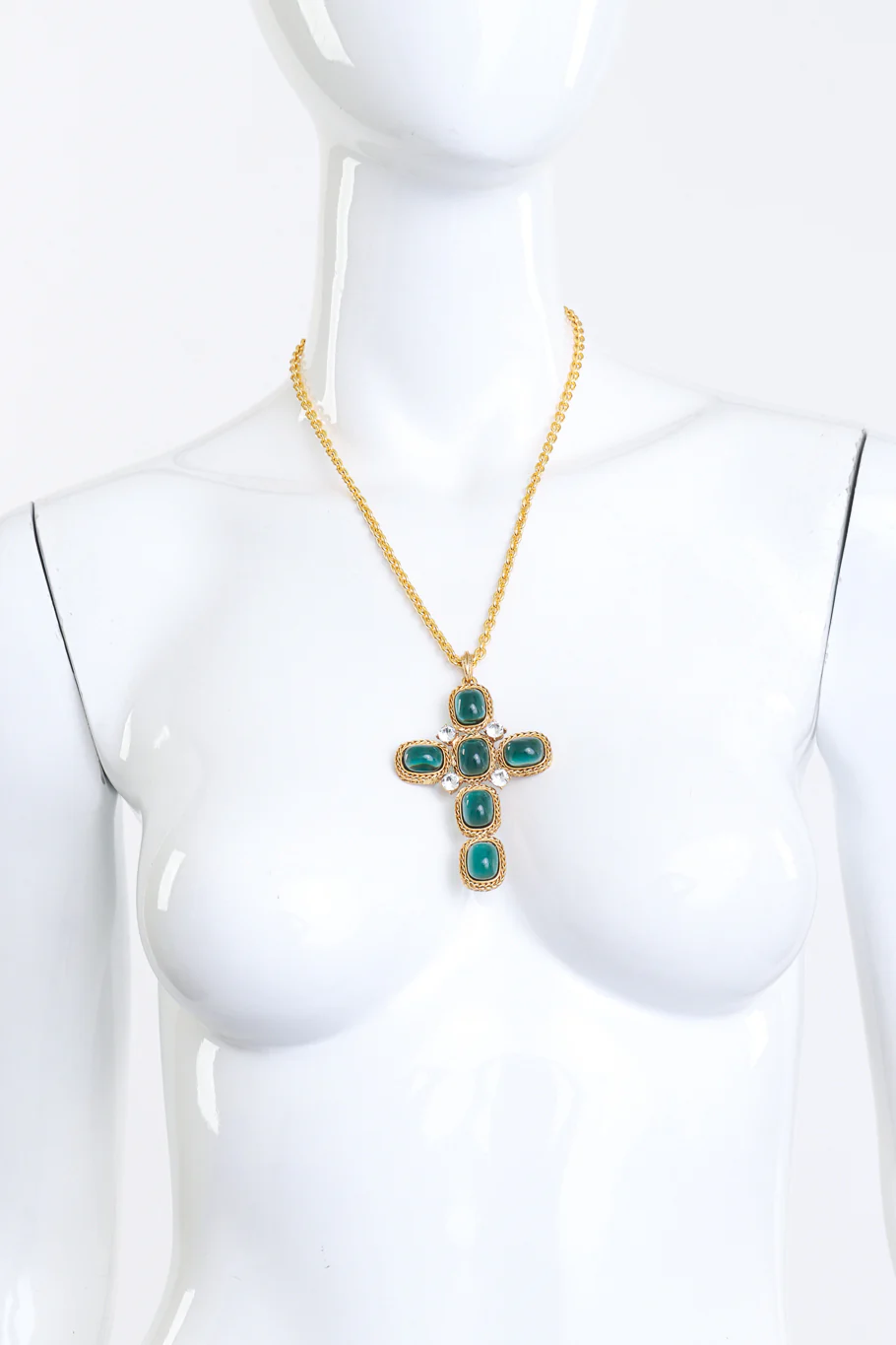 Cabochon Crystal Cross Necklace - Image 4