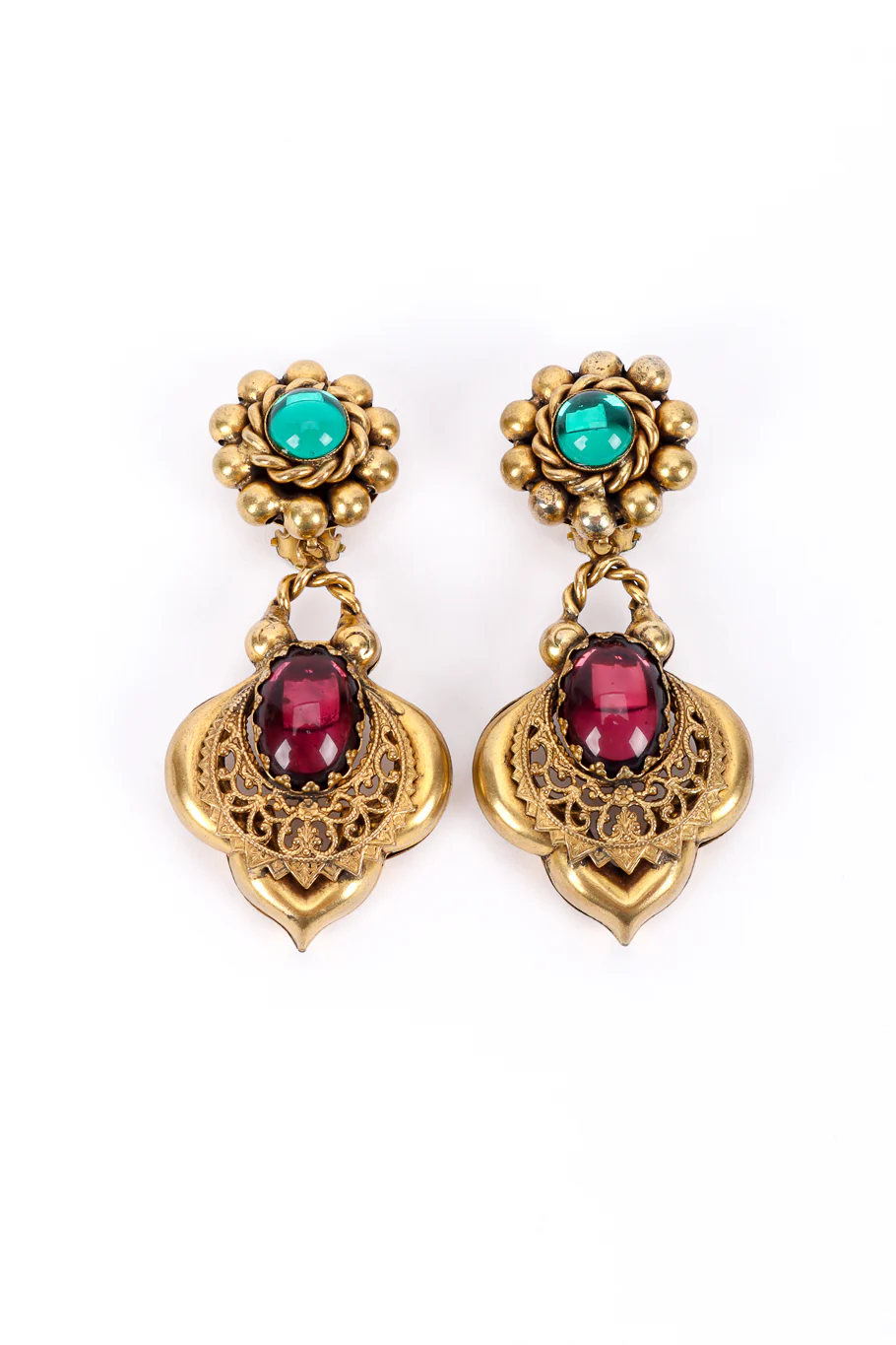 Cabochon Filigree Drop Earrings