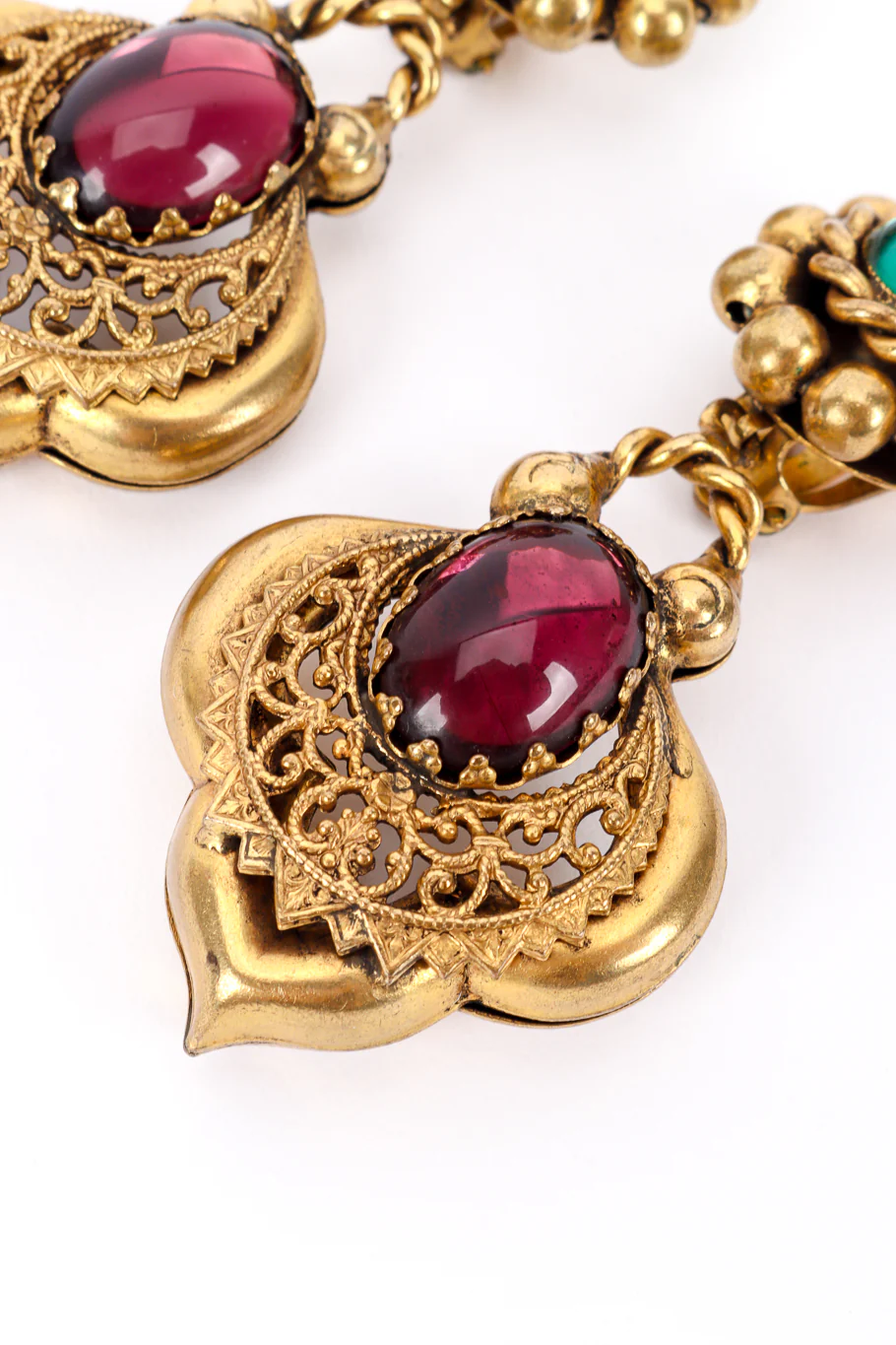 Cabochon Filigree Drop Earrings - Image 4