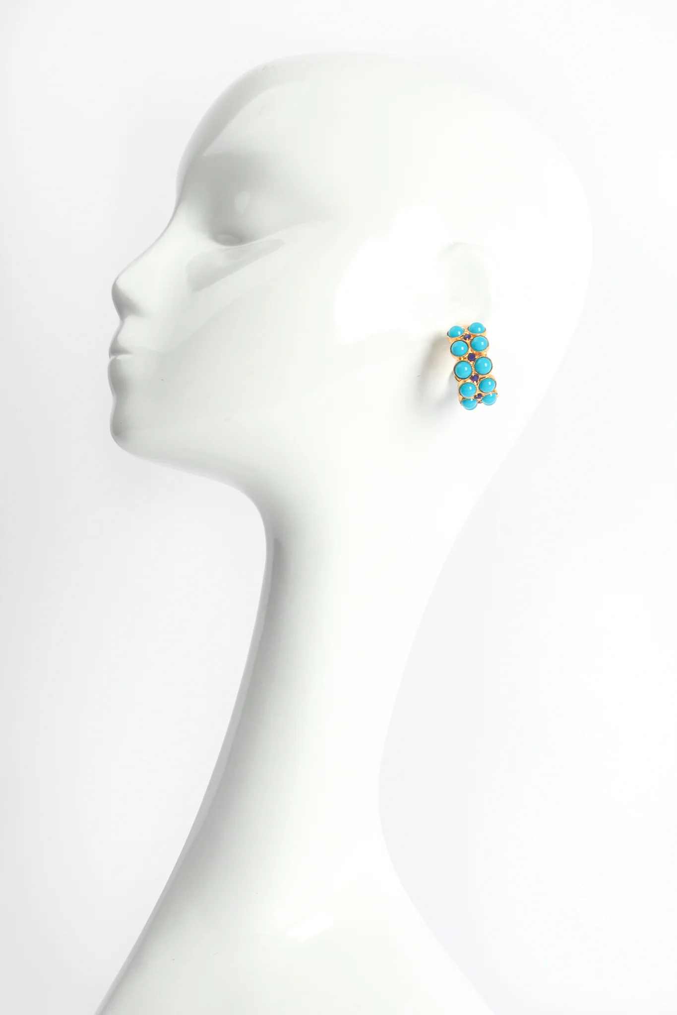 Cabochon Hoop Earrings - Image 2