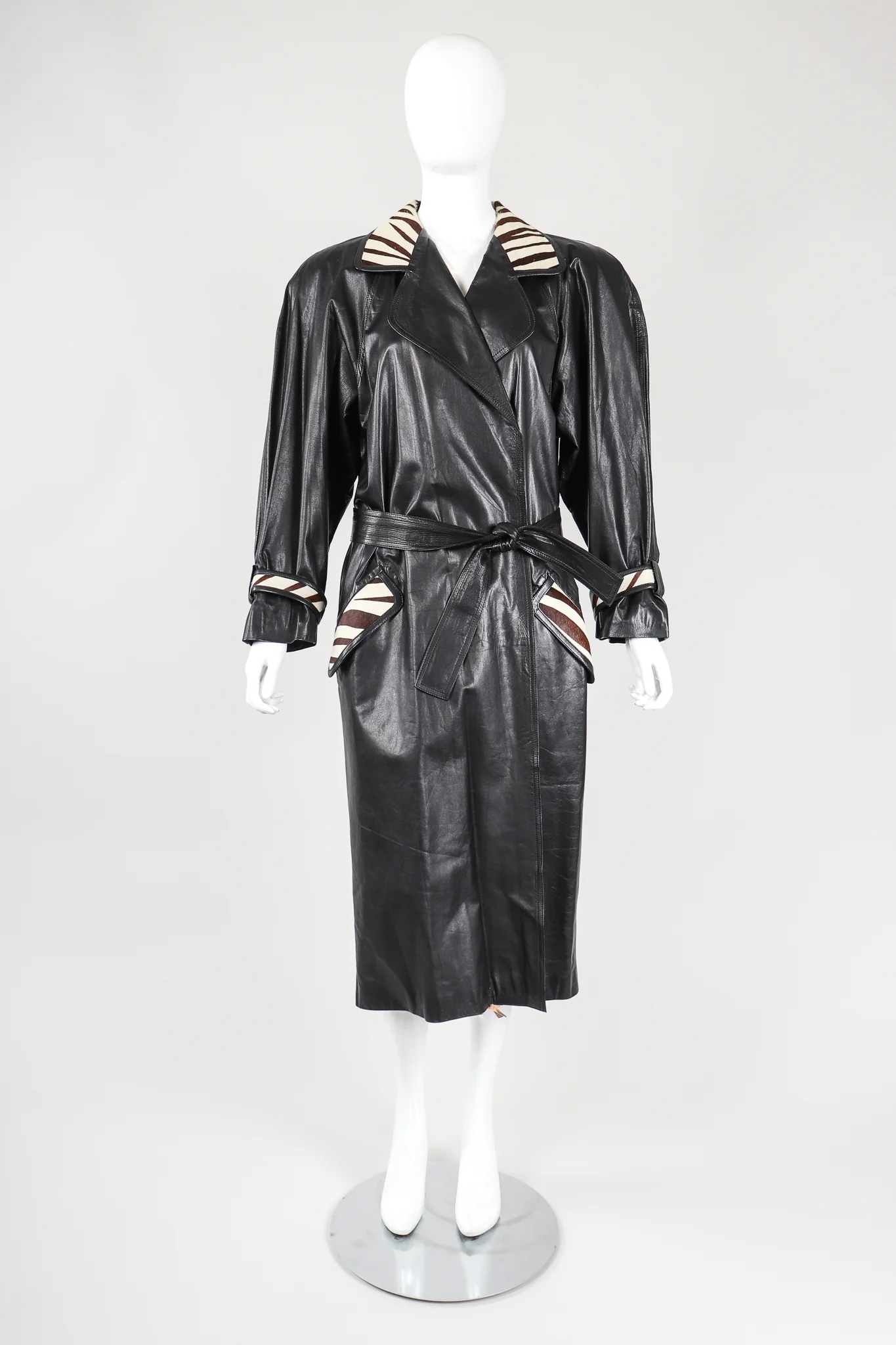 Calf Hair Leather Trench Coat