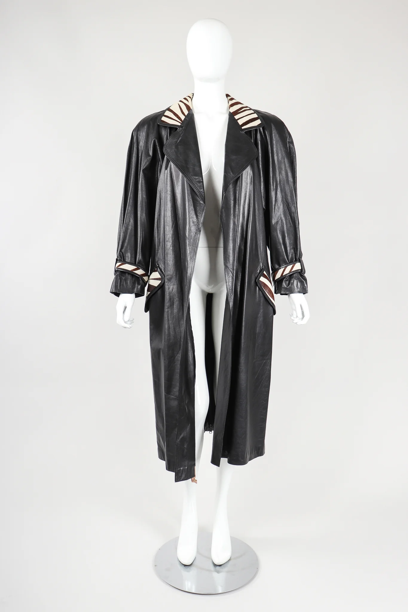 Calf Hair Leather Trench Coat - Image 4