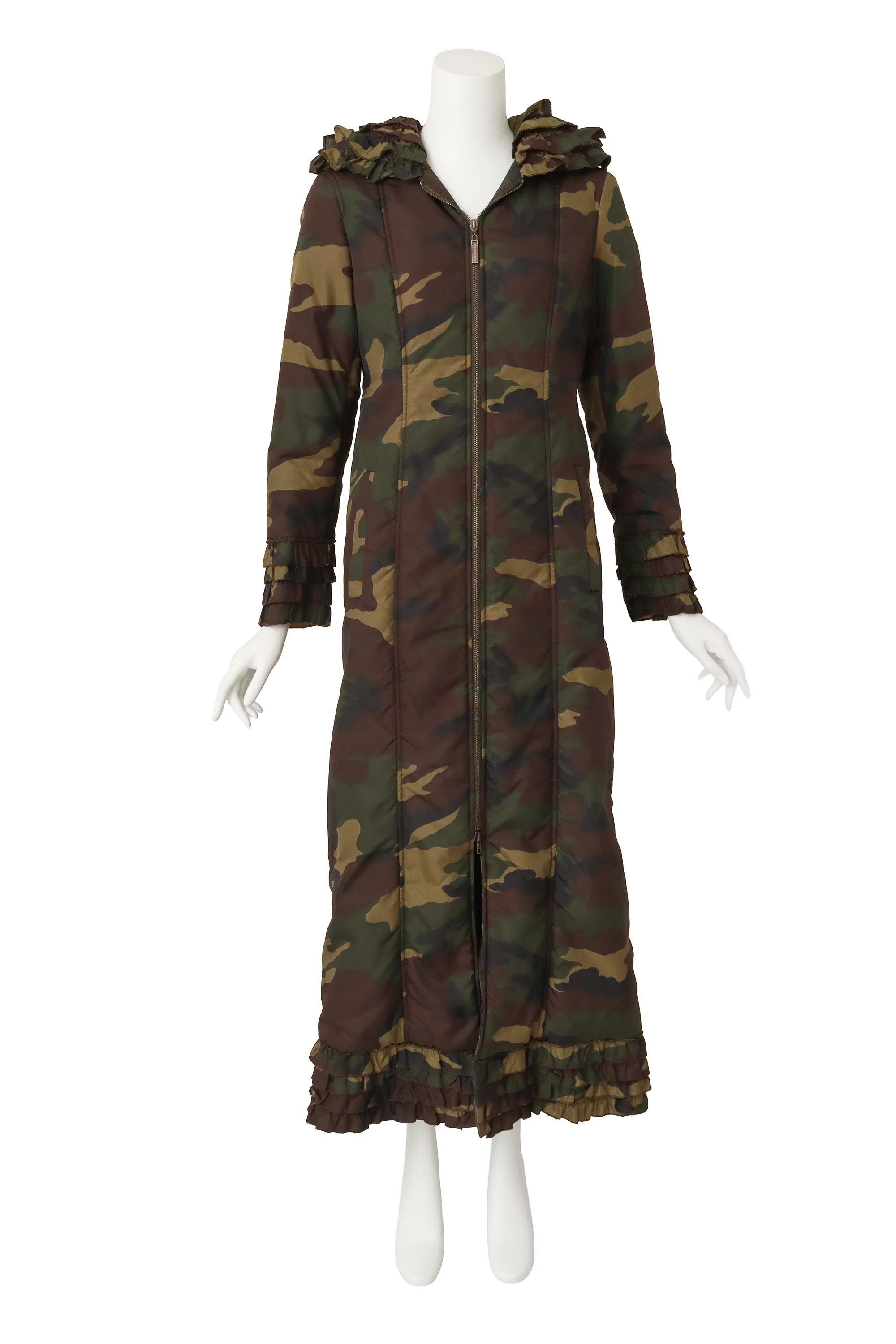 Camo Ruffle Puffer Coat