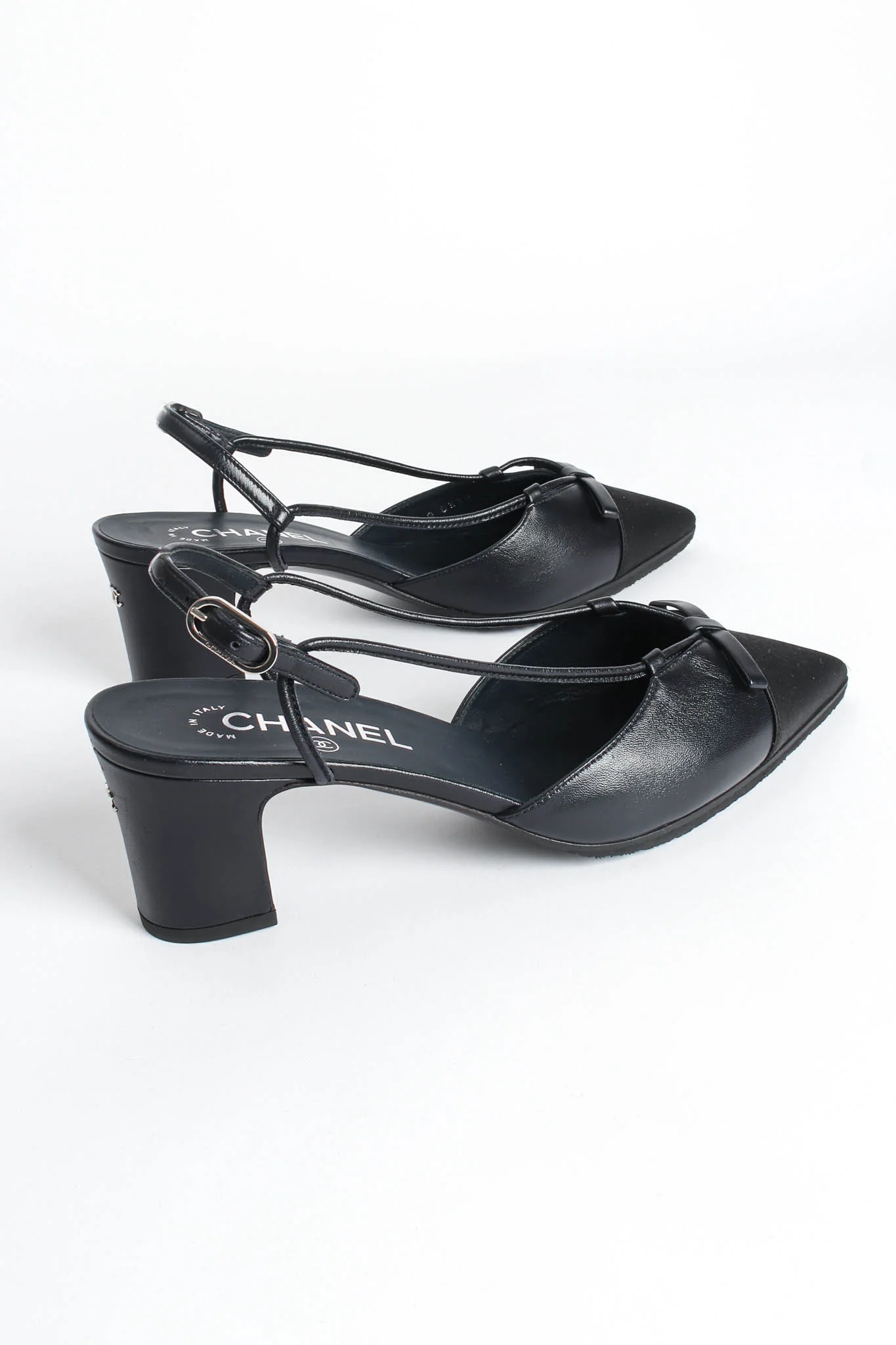 Cap Toe Bow Slingback Heels - Image 5
