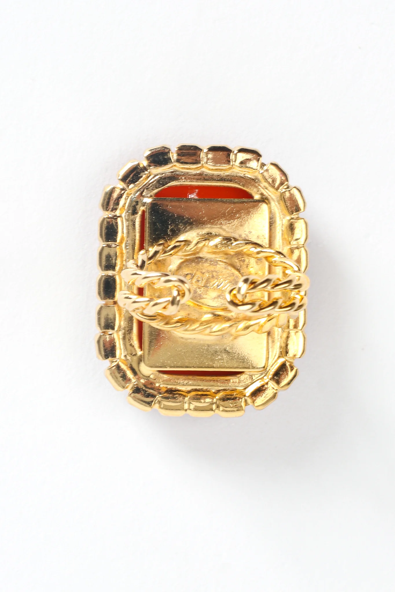 Carnelian Cabochon Rhinestone Cocktail Ring - Image 6