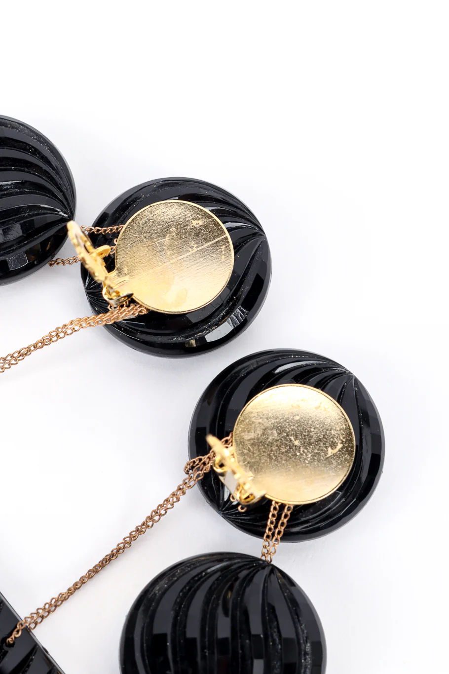 Carved Circle & Triangle Drop Earrings - Image 7