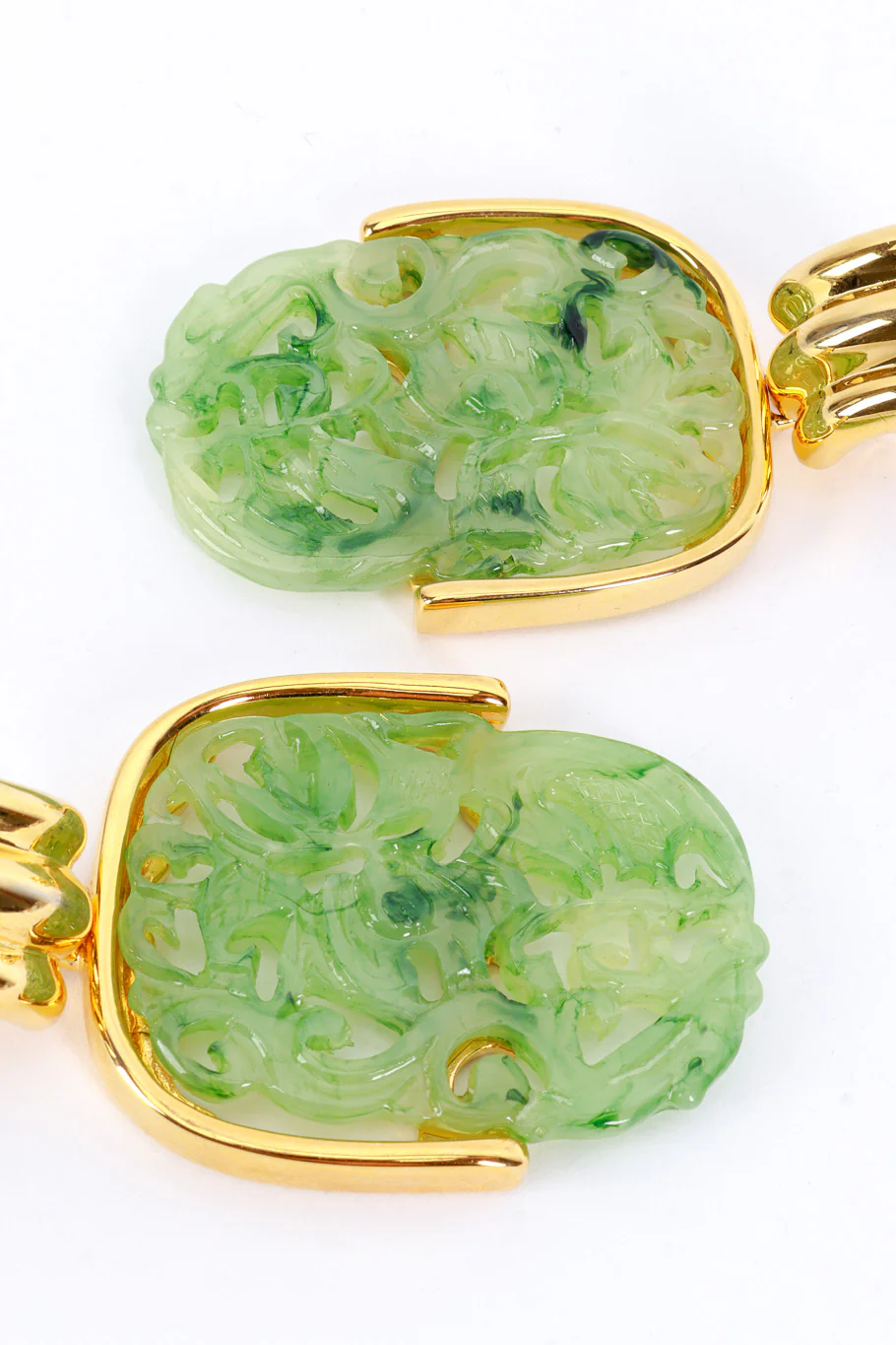Carved Jade Drop Earrings - Image 3