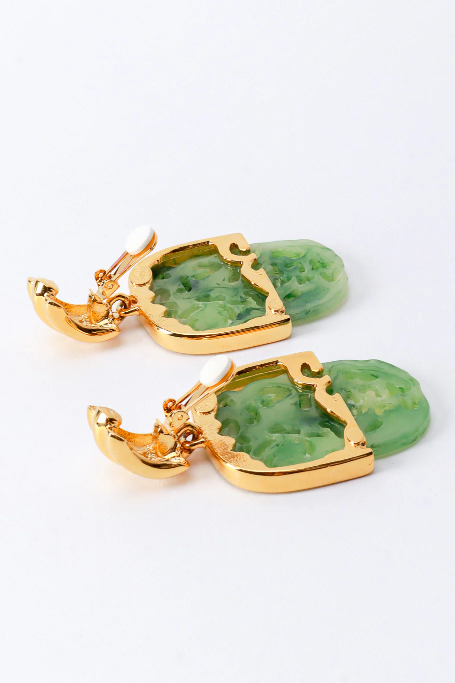 Carved Jade Drop Earrings - Image 4