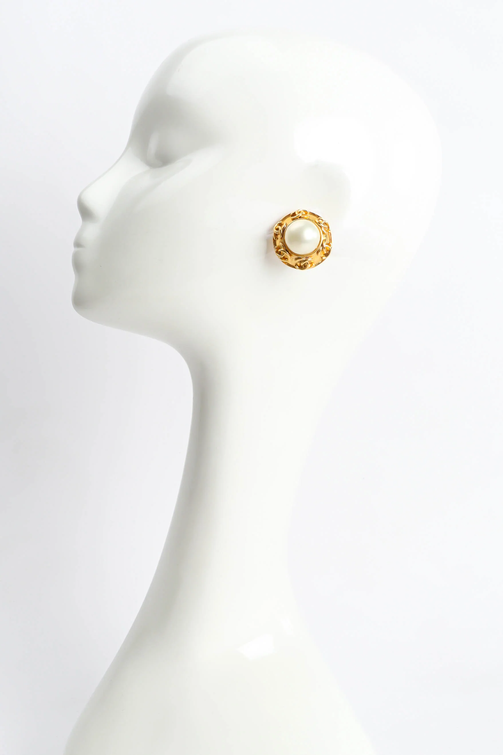 1994 CC Monogram Pearl Earrings - Image 2