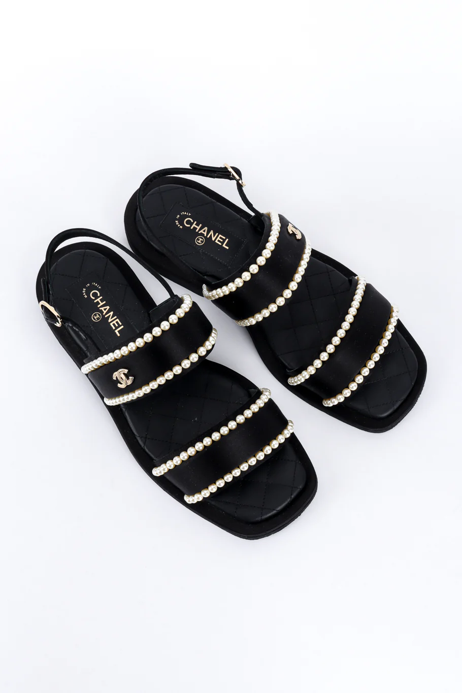 CC Satin & Pearl Sandals - Image 8