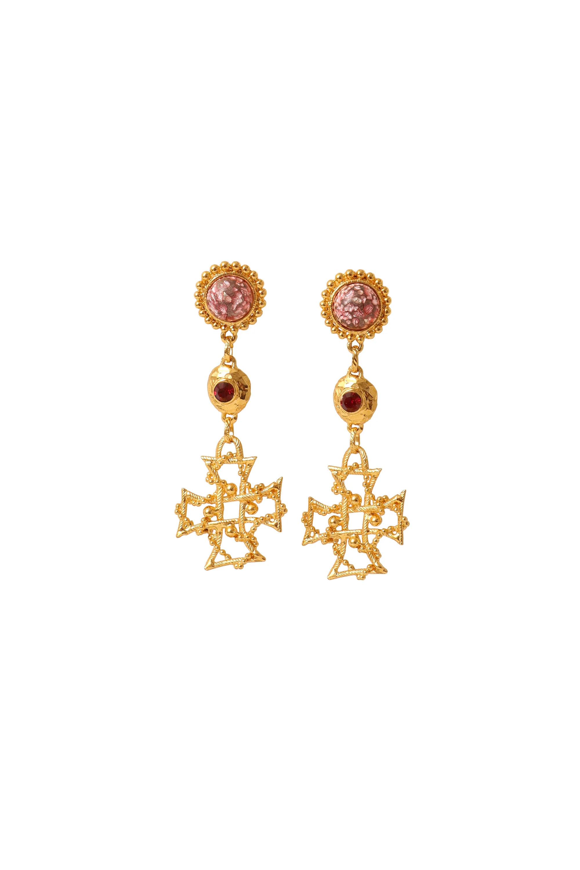 Celtic Cross Dome Drop Earrings