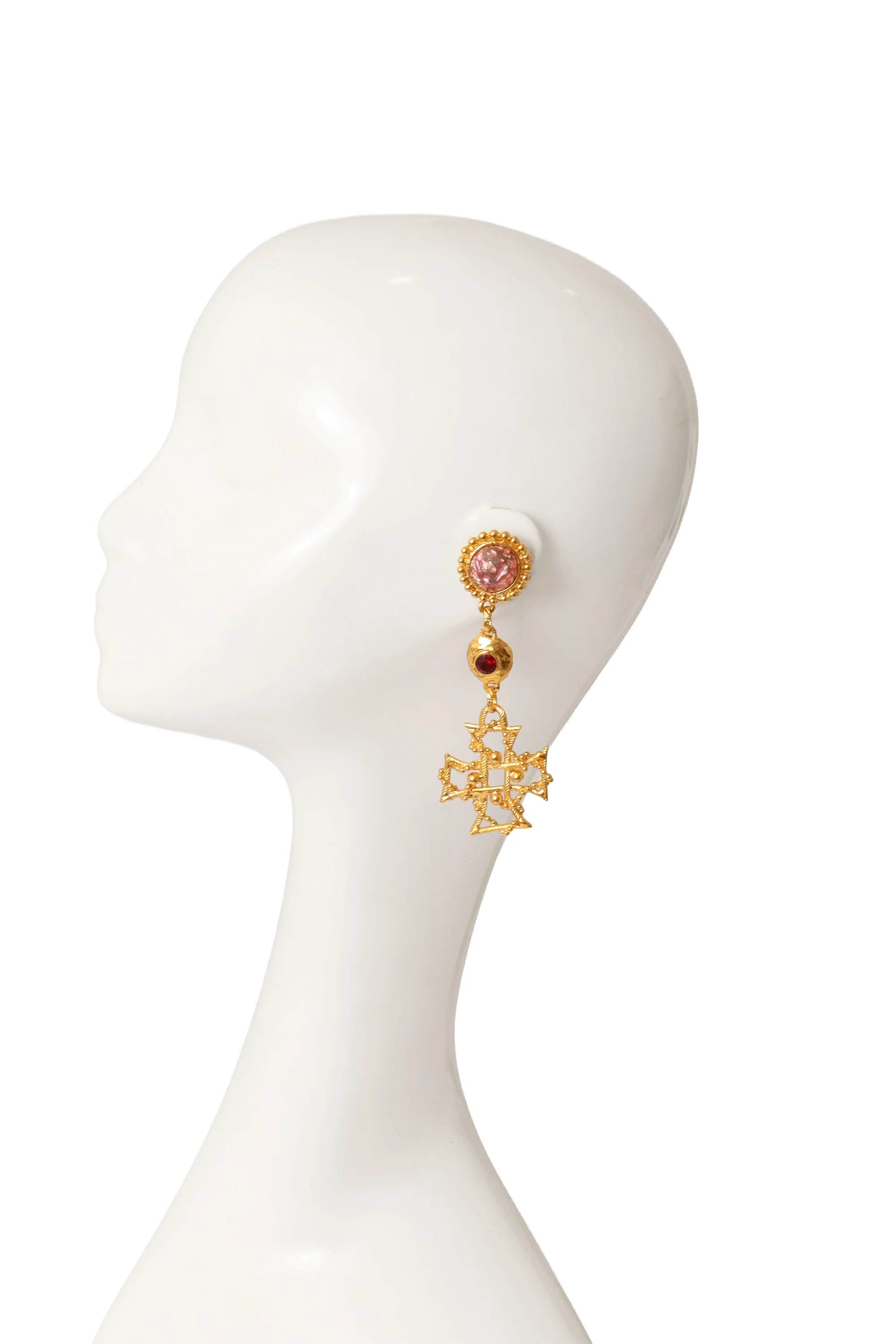 Celtic Cross Dome Drop Earrings - Image 2