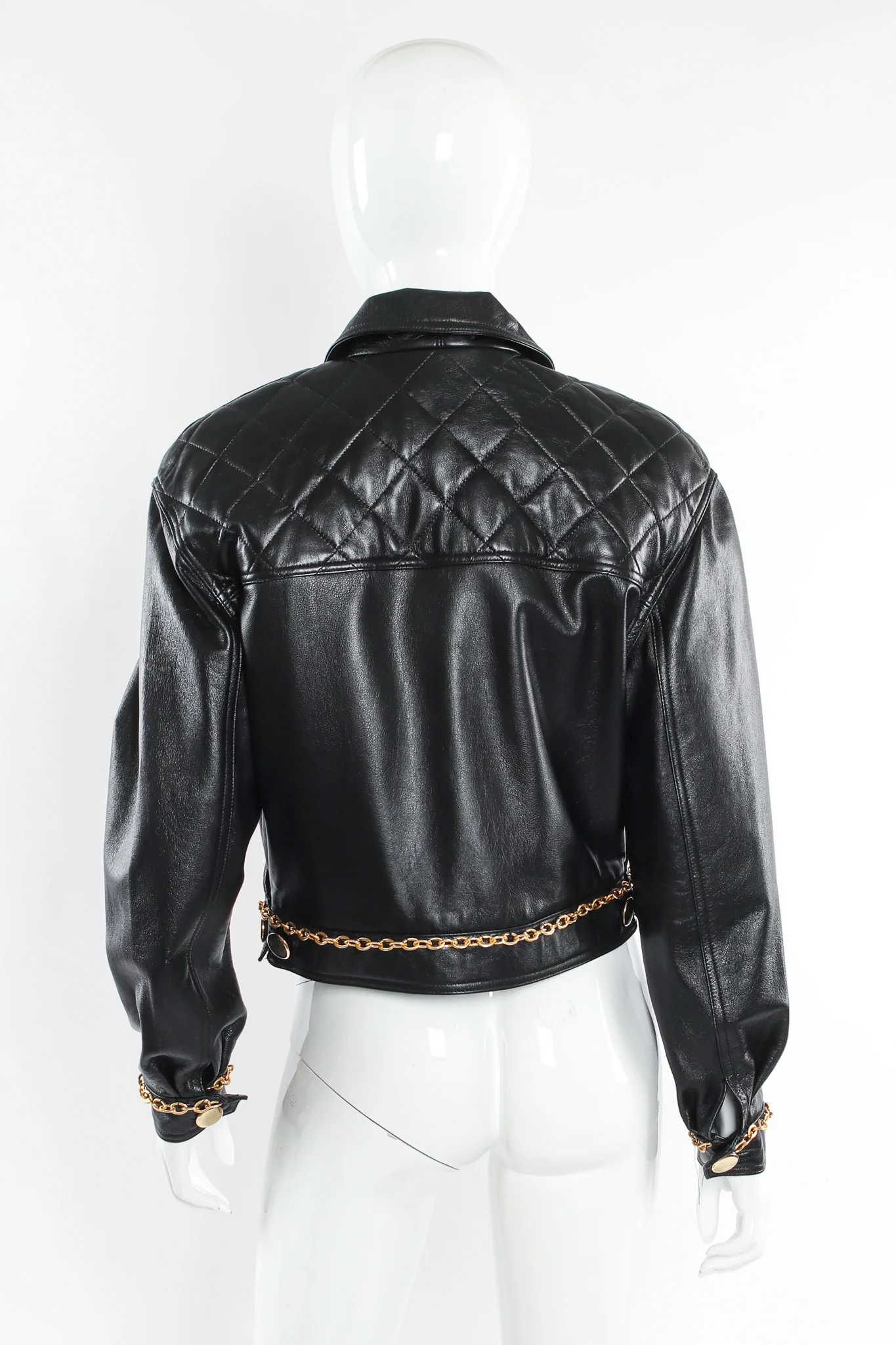Chain Hardware Quilted Leather Jacket - Image 2