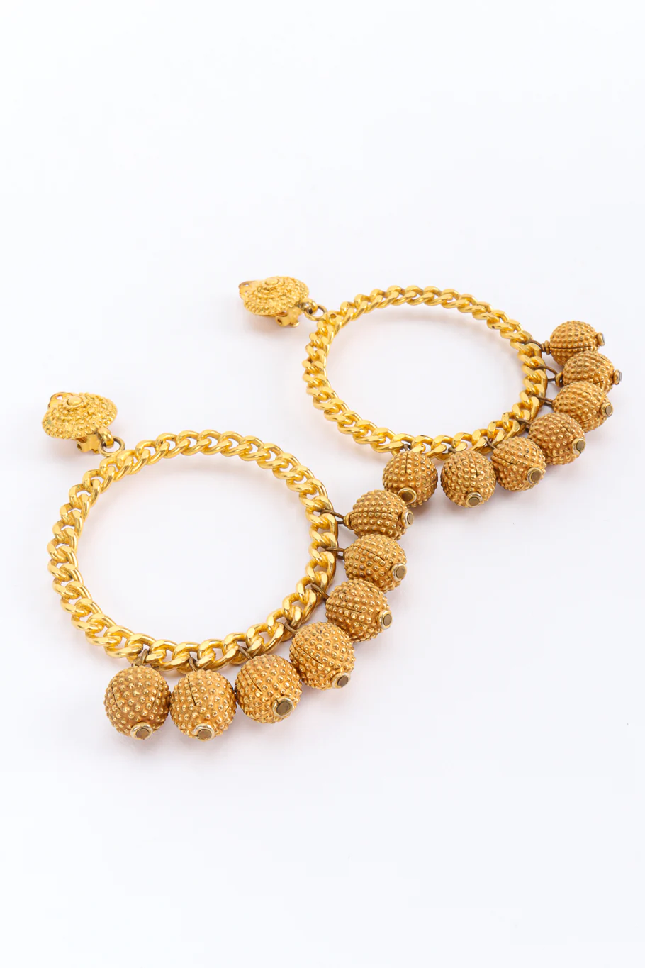 Chain Link Hoop Ball Earrings - Image 4