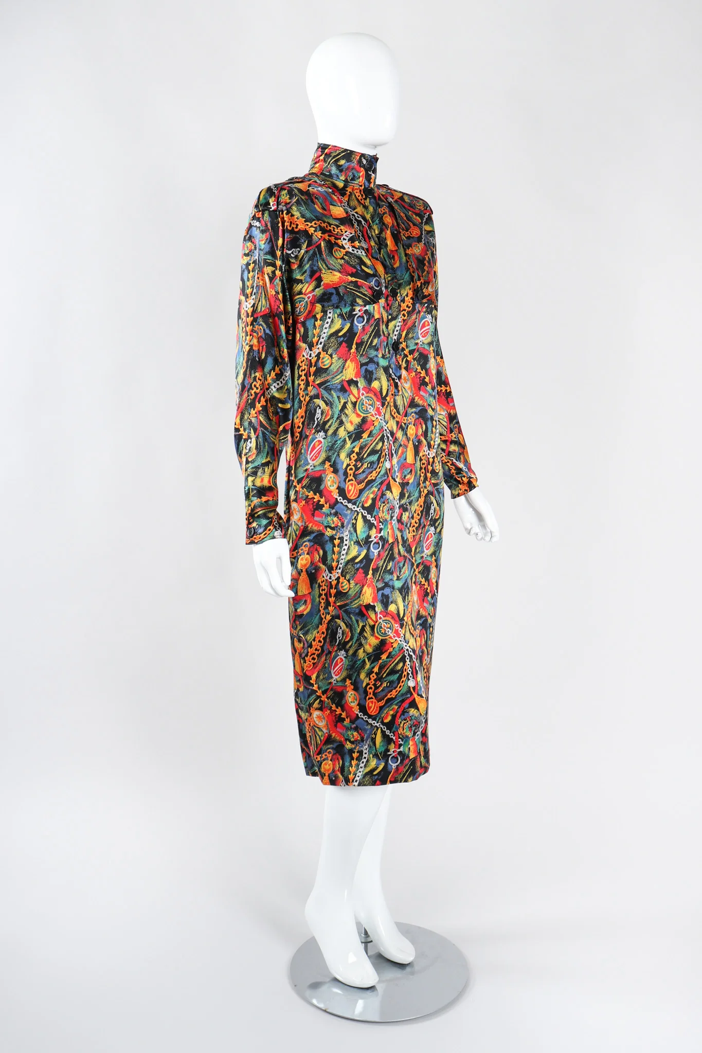 Chain Print Silk Trench Dress - Image 5