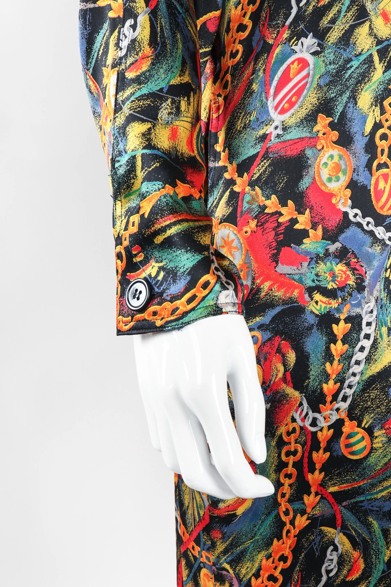 Chain Print Silk Trench Dress - Image 6