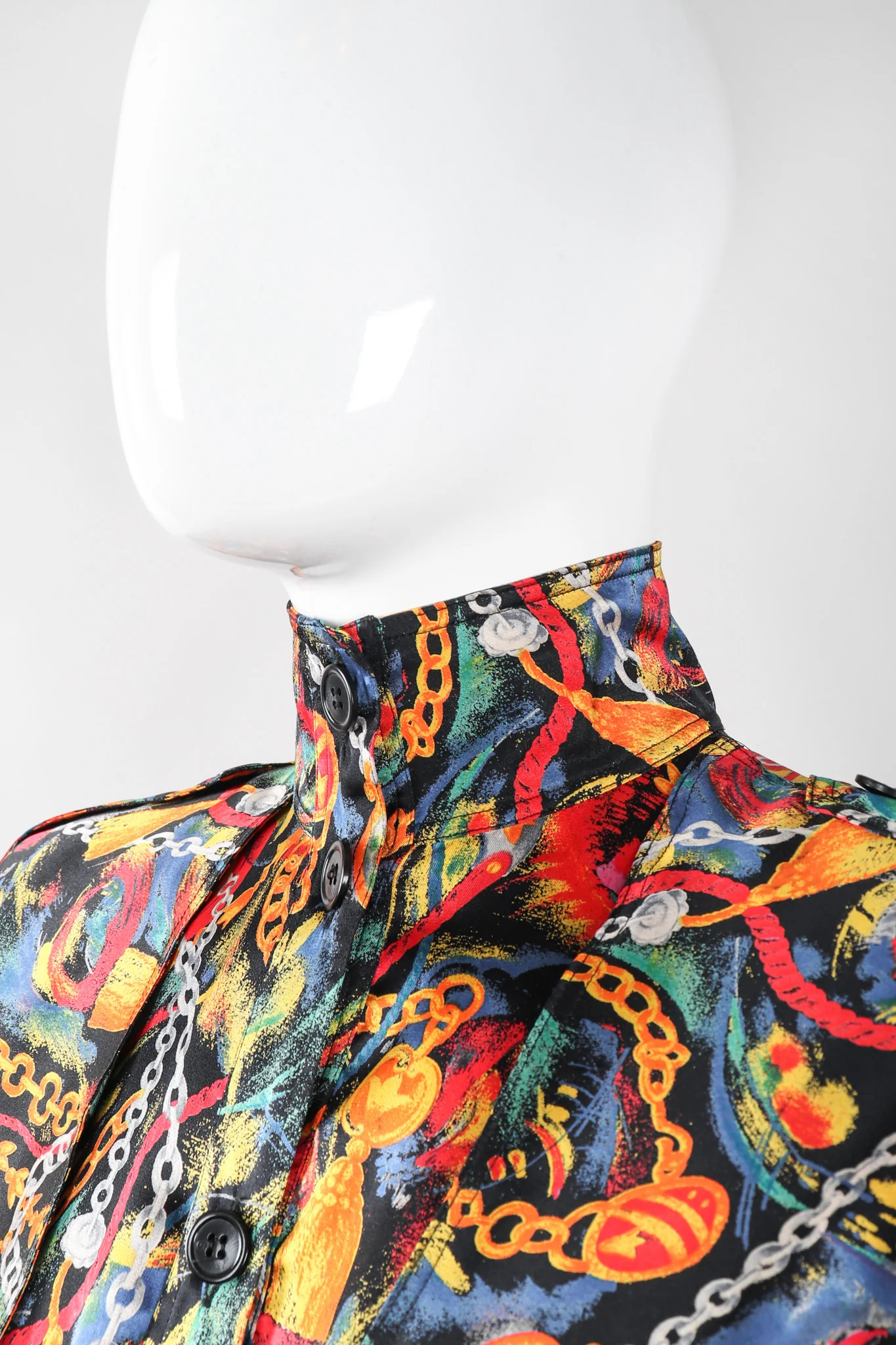 Chain Print Silk Trench Dress - Image 7