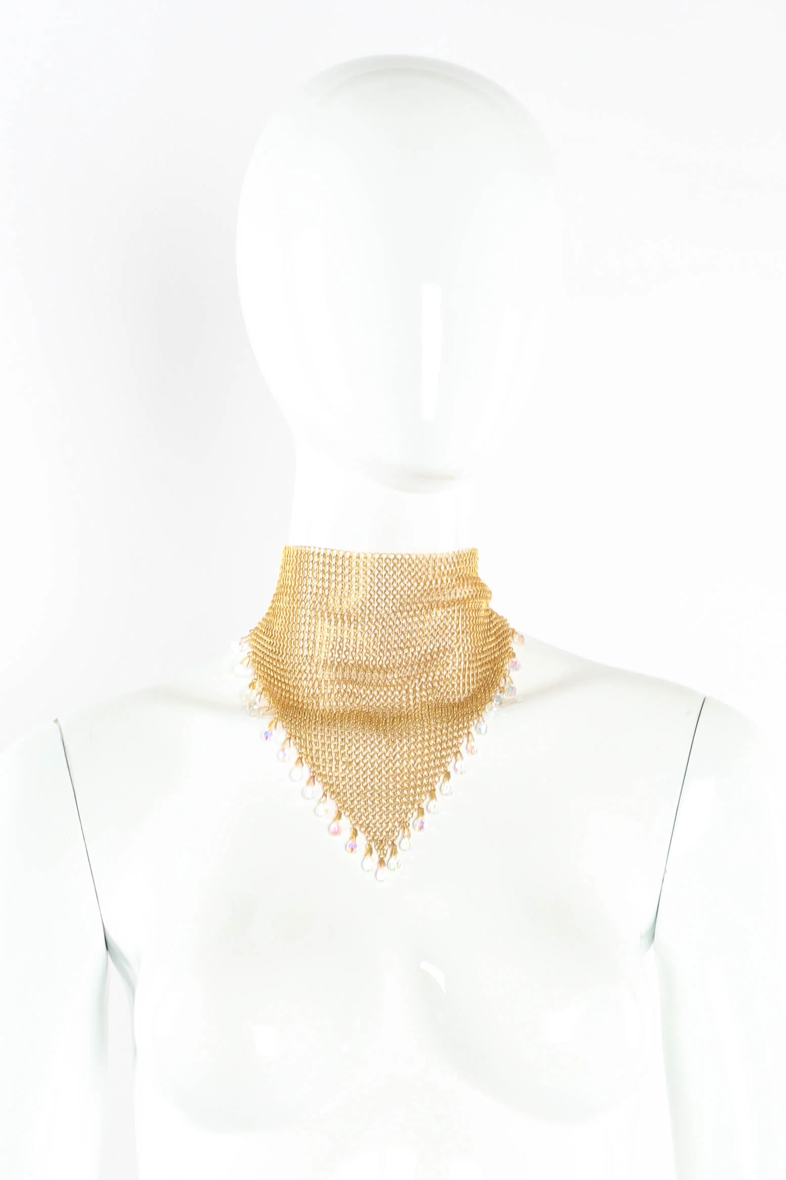 Chain Mesh Crystal Bib Necklace