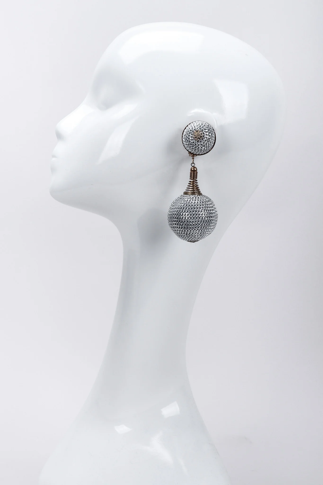 Chain Wrapped Ball Earrings - Image 2
