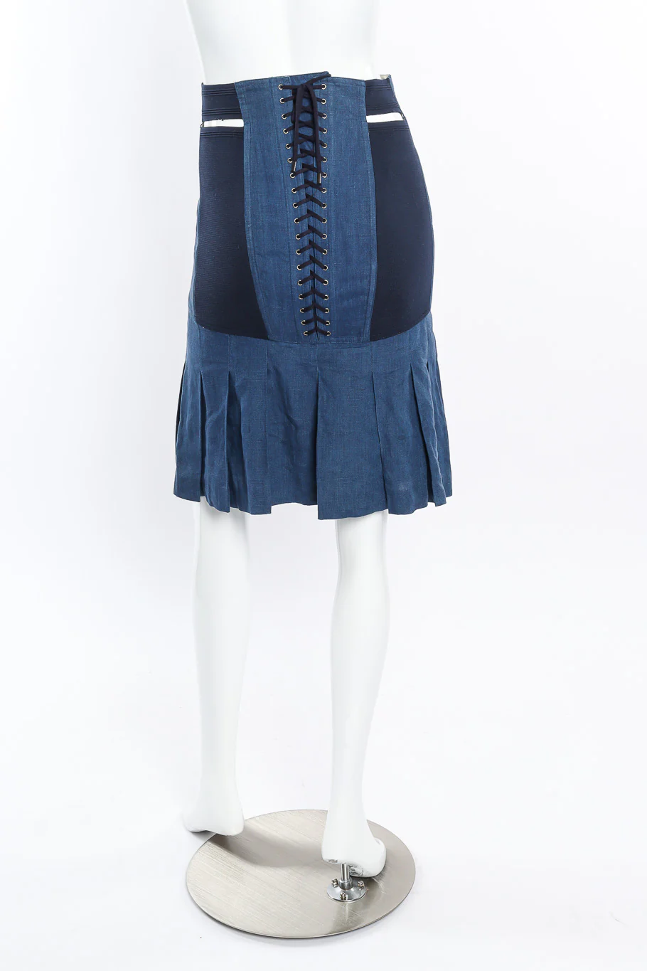 Chambray Pleated Corset Skirt - Image 4