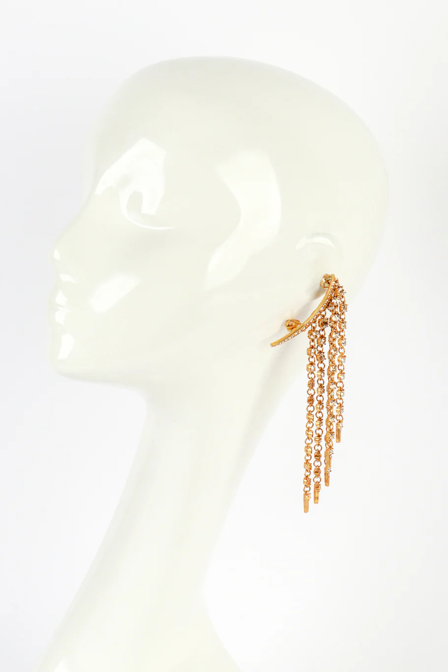 Champagne Crescent Moon & Falling Stars Earrings - Image 2